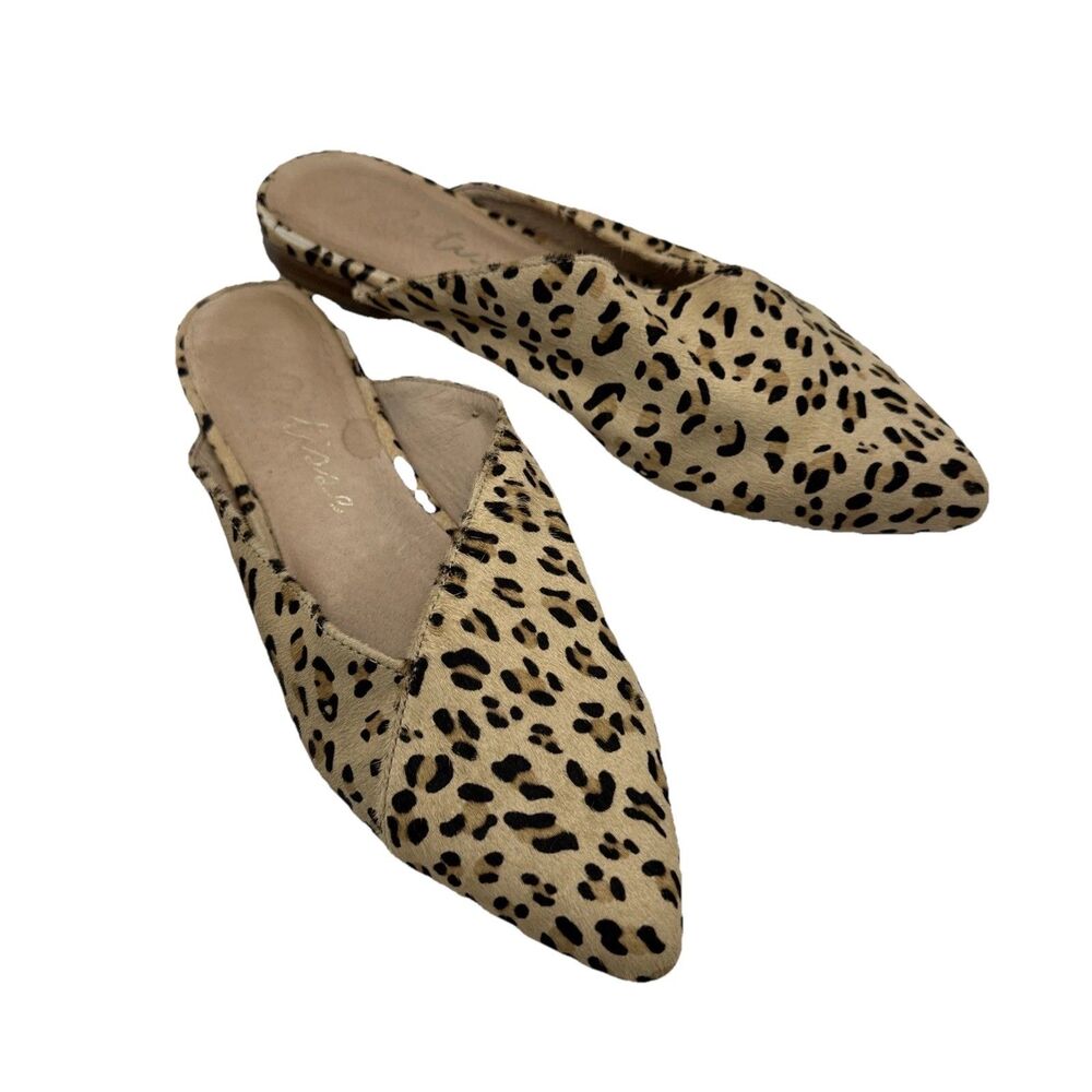 Matisse Womens Size 7 Lana Cheetah Fur Leather Point Toe‎ Mules